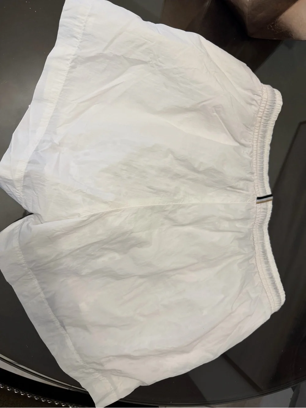 Boss White Swim Shorts with Black Logo and Drawcord